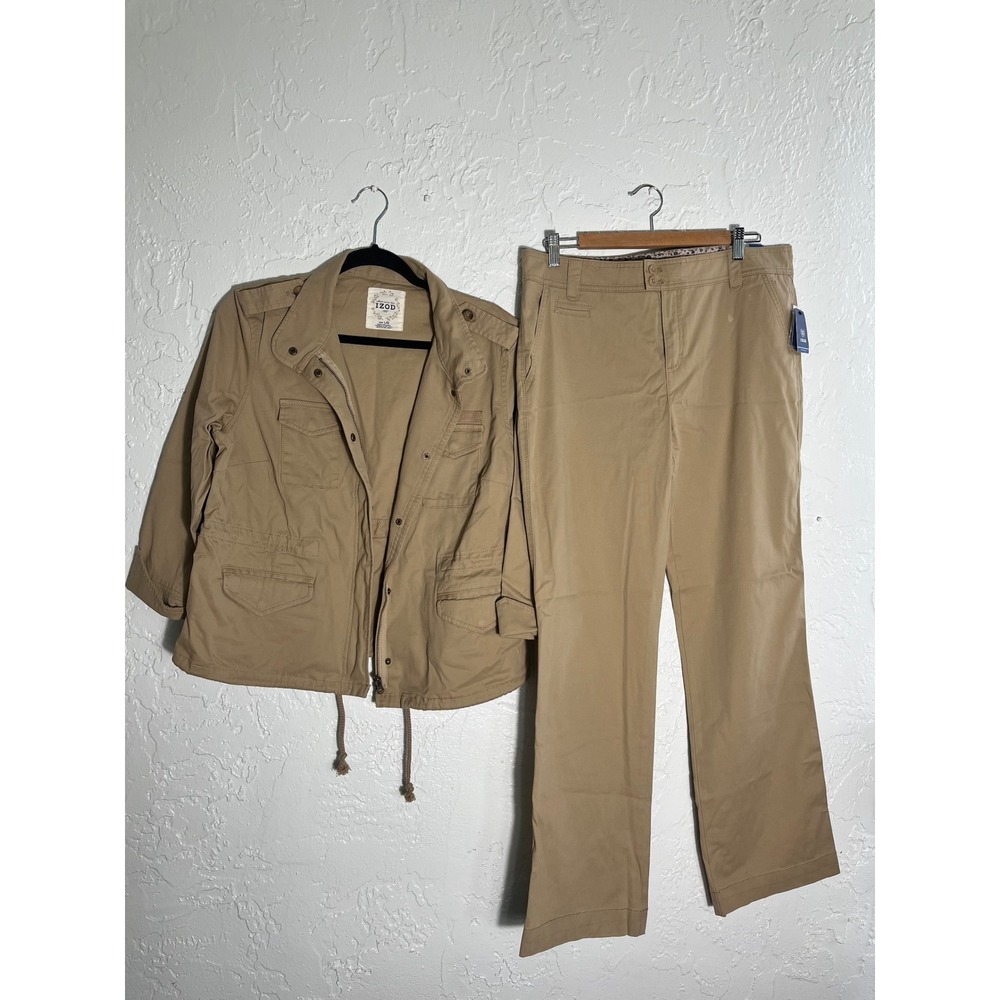 Izod Tan Button-Down Utility Shirt